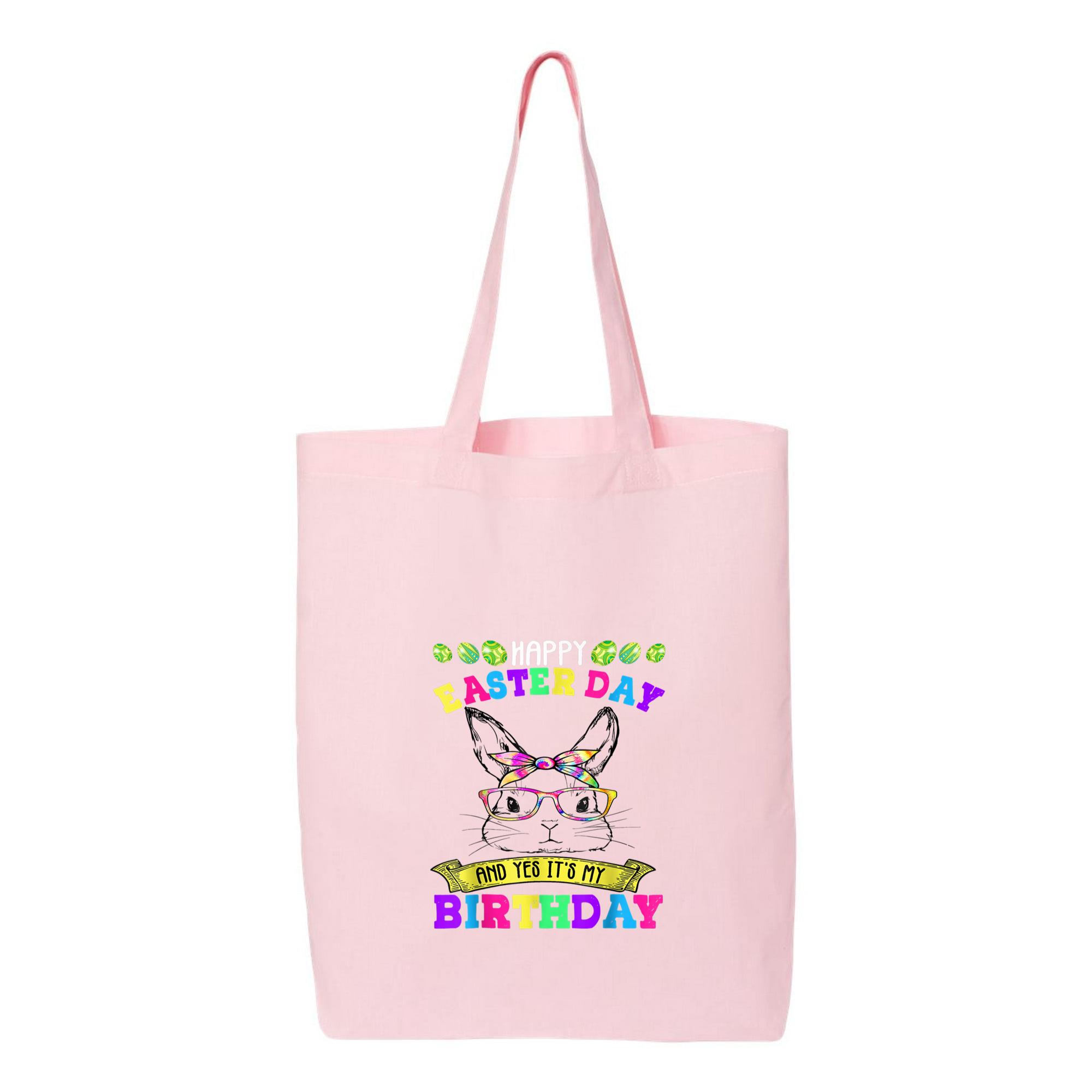 Cute Happy Easter Day And Yes Its My Birthday Bunny Eggs Canvas Tote Bag 