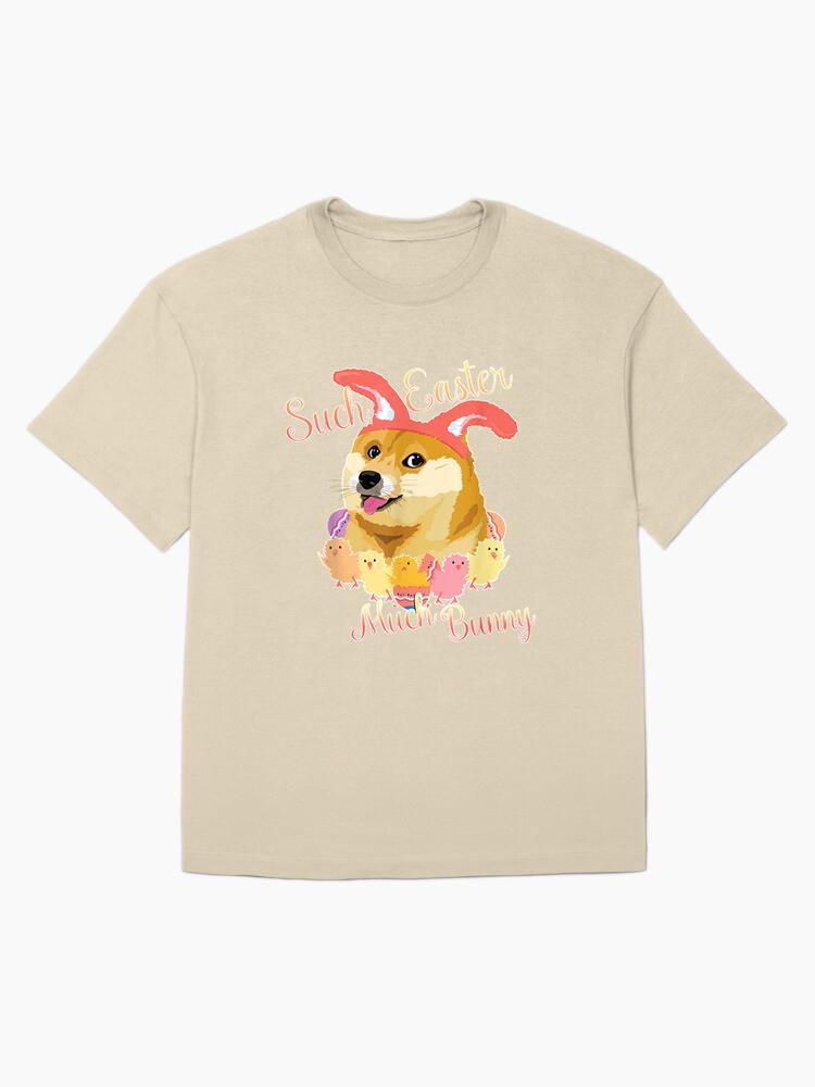 Happy Easter Doge Shiba Inu Such Easter Much Bunny Cotton T-Shirt - Image 4